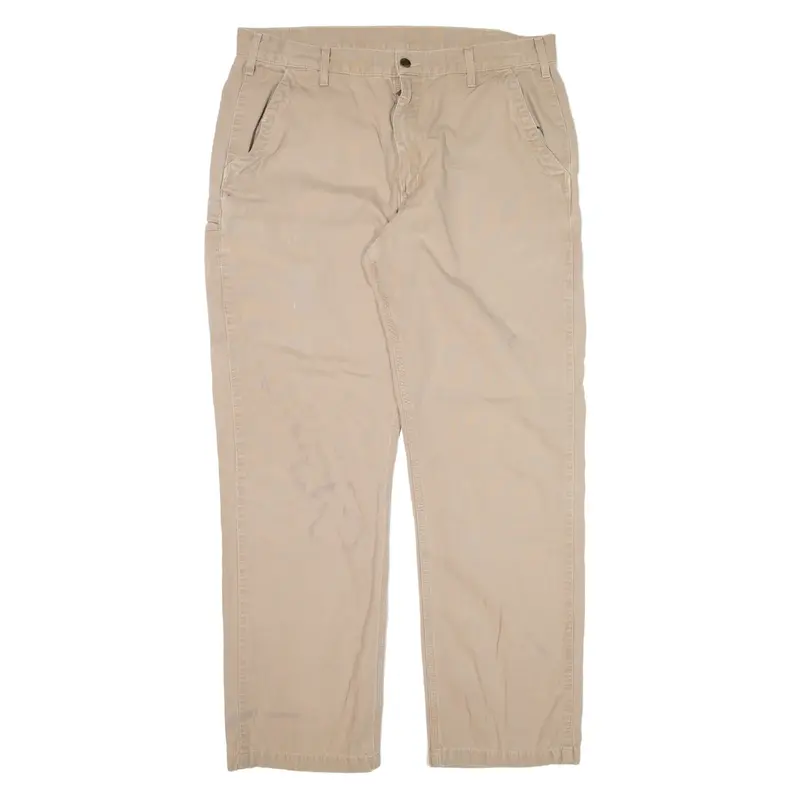 CARHARTT Workwear Trousers Beige Relaxed Straight Mens W38 L31
