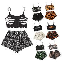 Women Pajamas Set Cami Sleepwear Rayon Lingerie V Neck PJS Set with Shorts Loungewear Womenswear Lady Satin Bottom pajamas