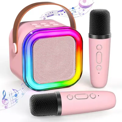 Mini Bluetooth Karaoke Machine, Christmas Birthday Gift for Girls Boys Aged 4,5,6,7,8,9,10,12+, Portable Speaker with 2 Wirel...