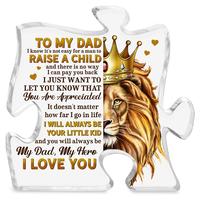 FathersDayGift for Dad & All Father Figures - Personalized Jigsaw Puzzle Acrylic Sign from Daughter/Son, Heartfelt Keepsake f...