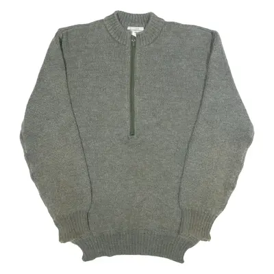 Military Mens Plain Grey Wool 90s Chunky Knit XL