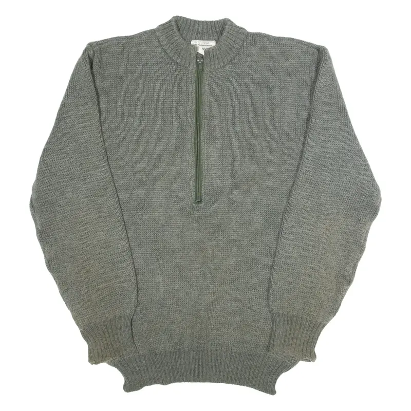 Military Mens Plain Grey Wool 90s Chunky Knit XL