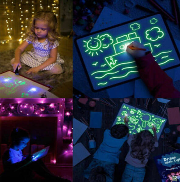 Educational Toy Drawing Pad 3D Magic 8 Light Effects Puzzle Board Sketchpad