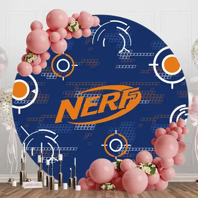 Dark Blue Target Shooting Round Birthday Backdrop - Aperturee