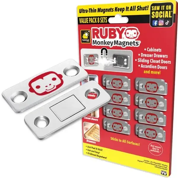Ruby Monkey Magnets As Seen On TV Magnetic Door Catch, Cabinet Drawer Door Latch
