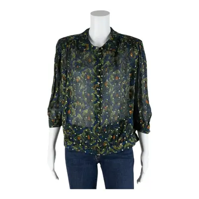Sheer Green Basic Blouse M