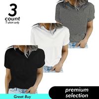 3 pack Fashionable women's T-shirt - Women's Solid Round Neck Tee,Plus Size Fashion Loose Lightweight, Womenswear, sabbi tshi...