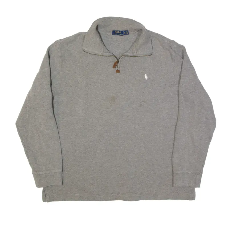 POLO RALPH LAUREN Jumper Brown Tight Knit 1/4 Zip Mens XL