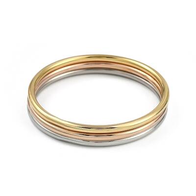 3Pcs Vacuum Plating 201 Stainless Steel Bangles Sets for Women