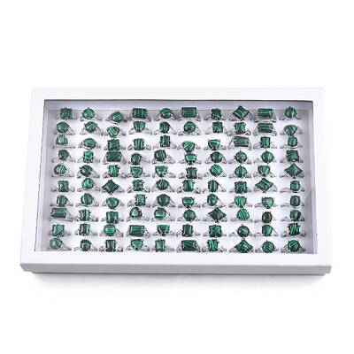 Synthetic Malachite Geometry Finger Rings