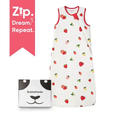 BubblePanda-Bamboo Baby Sleep Sack | 0–36M | 0.5 / 1.0 / 2.5 TOG | Ultra-Soft & Breathable | 2-Way Zipper | Strawberry, Din...