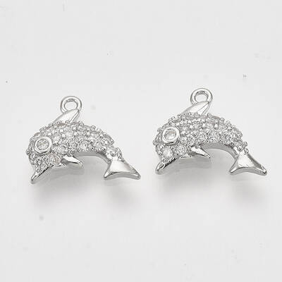 Brass Micro Pave Cubic Zirconia Charms