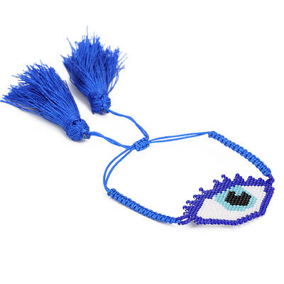 Glass Seed Braided Bead Bracelet with Double Tassel