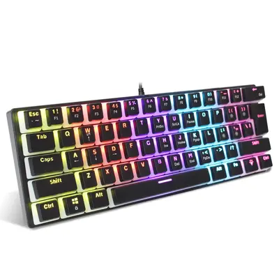Wired Mechanical Gaming Keyboard, 61 Keys E-sports Mechanical Keyboard with 12 RGB LED Backlight Effects, Ergonomic Wired Ke...