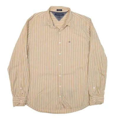 TOMMY HILFIGER Shirt Brown Striped Long Sleeve Mens M