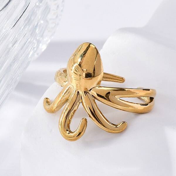 Marine Animal Theme 304 Stainless Stee Open Cuff Rings