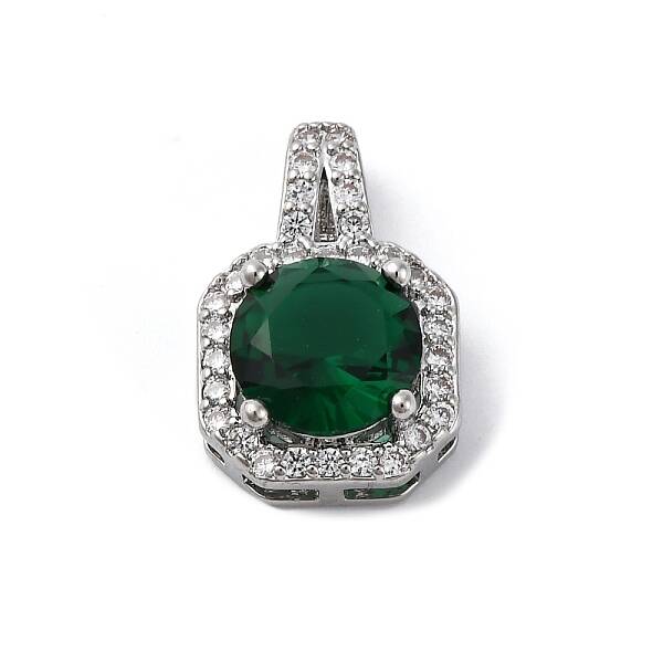 Brass Micro Pave Cubic Zirconia Pendants