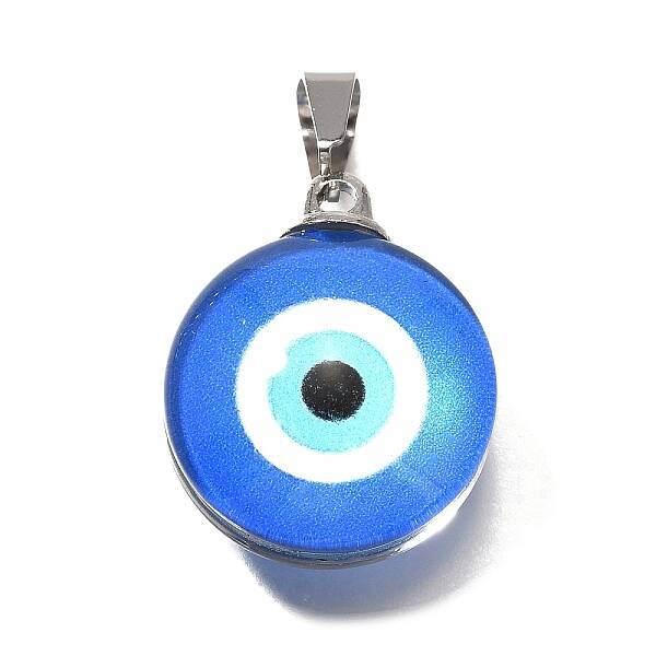 Flat Round 201 Stainless Steel Acrylic Pendants