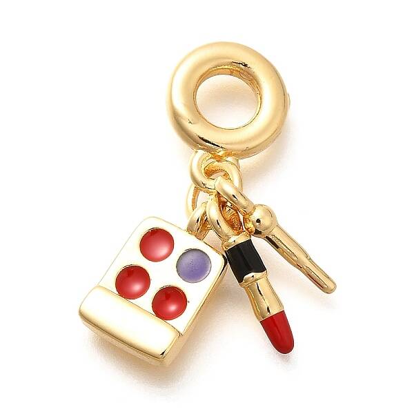 Brass Enamel Lipstick & Eyeshadow European Dangle Charms