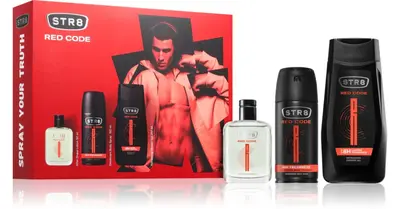 STR8 Red Code Gift Set for Men Eau de Toilette 50ml + Deodorant Spray 150ml + Energizing Shower Gel 250ml