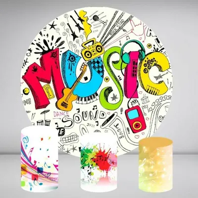 Aperturee Graffiti Abstract Music Round Birthday Party Backdrop Kit | Round Backdrop Cover Diy | Custom Round Backdrop | Circ...