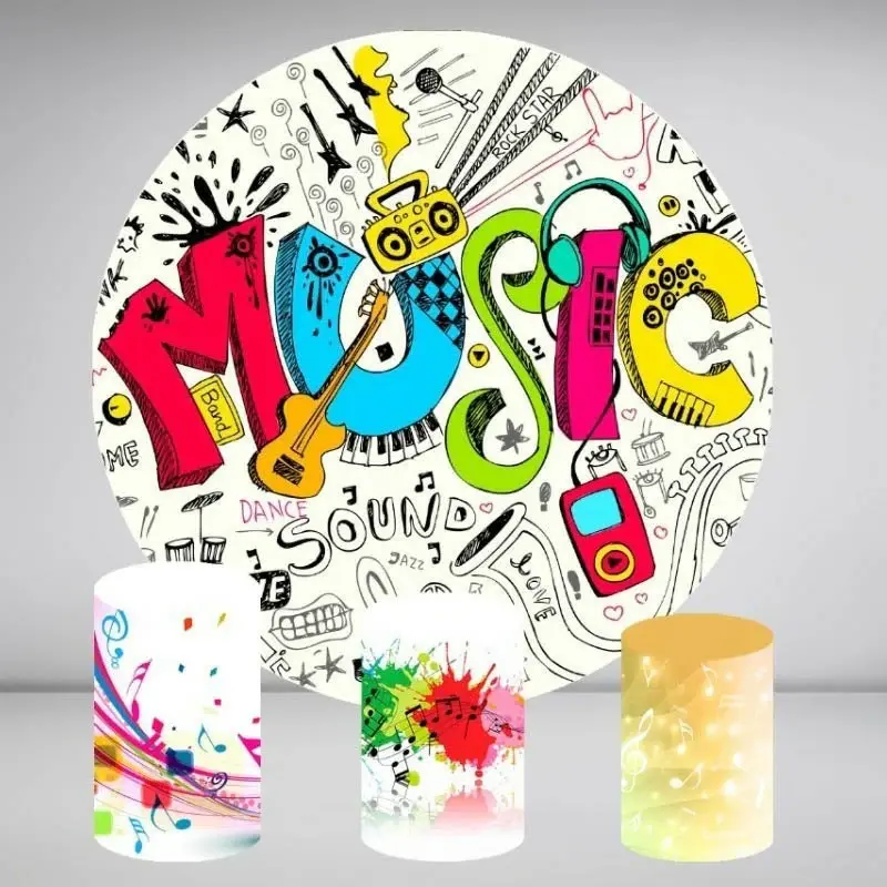 Aperturee Graffiti Abstract Music Round Birthday Party Backdrop Kit | Round Backdrop Cover Diy | Custom Round Backdrop | Circ...