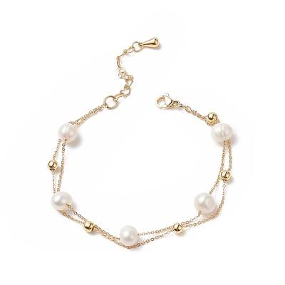Natural Pearl Beaded Double Layer Multi-strand Bracelet