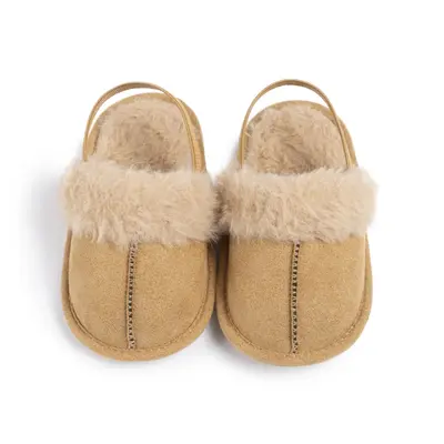 Baby Girl Cotton Slippers Cute Plush Patchwork Princess Flat Casual Walking Shoes (Newborns, Infants and Toddlers)