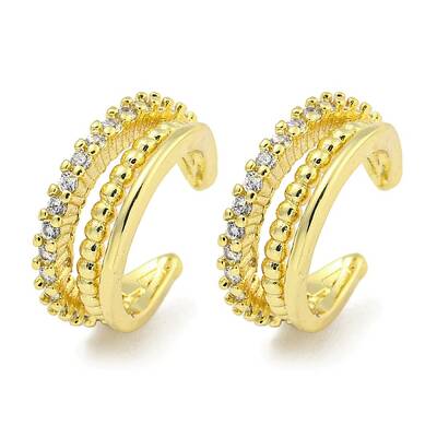Brass Micro Pave Cubic Zirconia Cuff Earrings