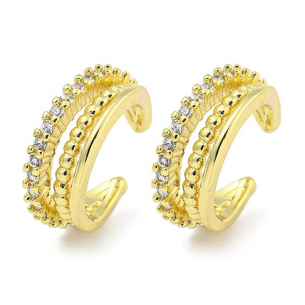Brass Micro Pave Cubic Zirconia Cuff Earrings