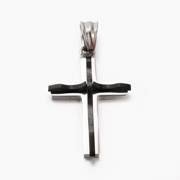 Fashion Men Bi-Color 201 Stainless Steel Cross Pendant