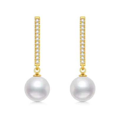 14K Gold Pearl Drop Earrings
