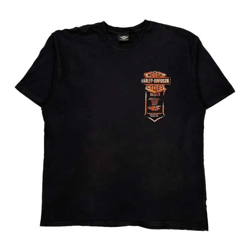 Harley Davidson Graphic T-Shirt - 2XL Black Cotton