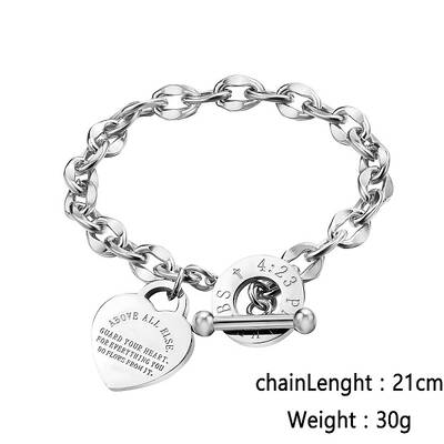 Stainless Steel Love Heart Charm Bracelets for Women