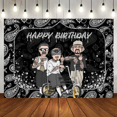 Aperturee Black Rock Cool Guy Theme Birthday Backdrop