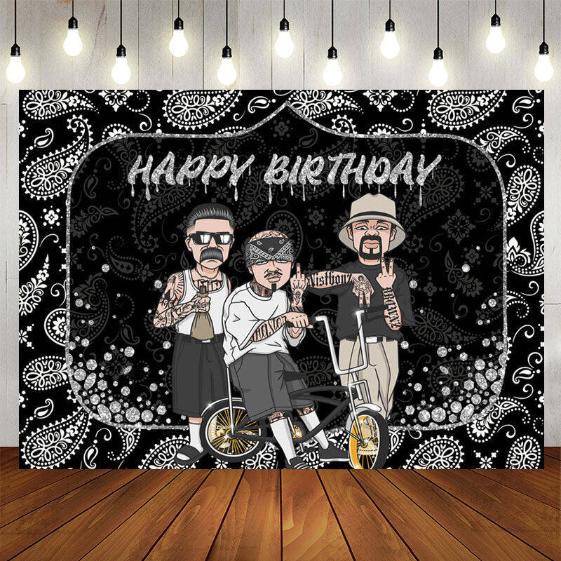 Aperturee Black Rock Cool Guy Theme Birthday Backdrop
