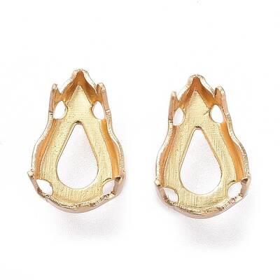 Flat Teardrop Brass Sew on Prong Settings