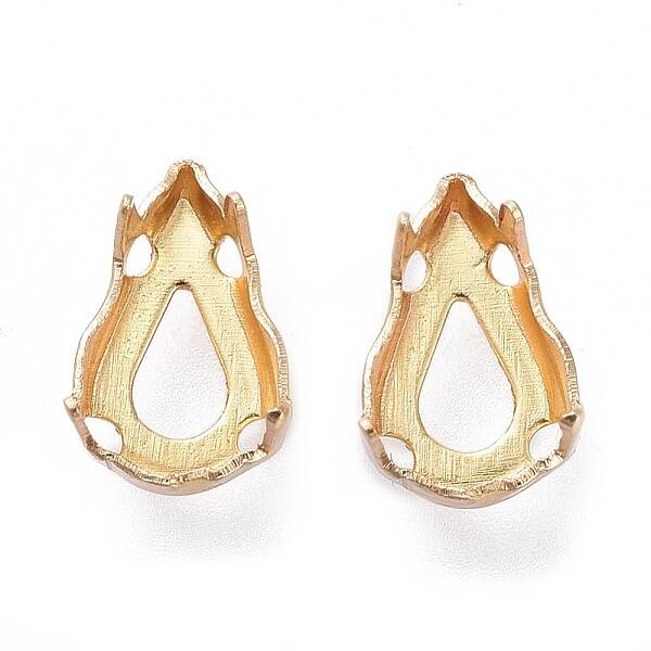 Flat Teardrop Brass Sew on Prong Settings