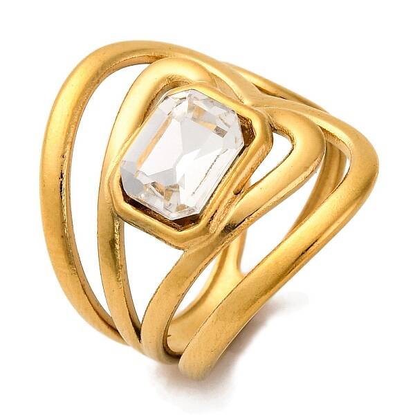 304 Stainless Steel Rhinestone Solitaire Ring