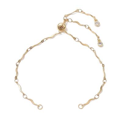304 Stainless Steel Wave Bar Link Chain Slider Bracelet Makings