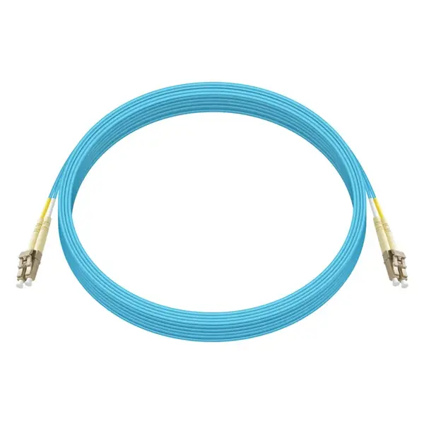 41700 Monoprice MM OM4 Fiber Optic Cable LC-LC UL 2mm 50/125 OFNR Duplex Aqua 15m