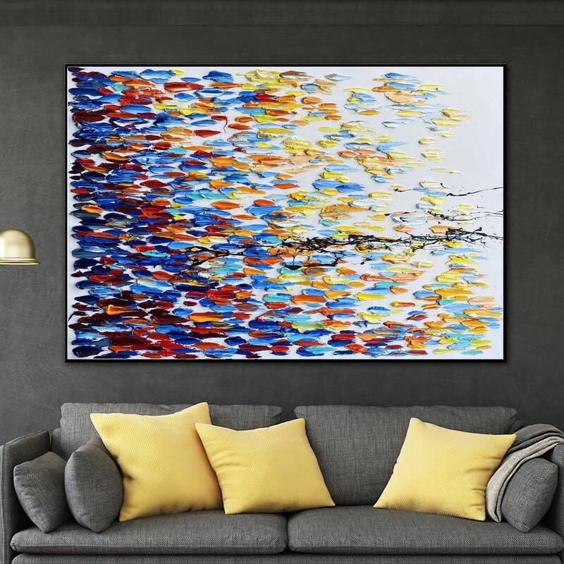 Large Abstract Painting Canvas Colorful Wall Art Original Oil Painting Modern Wall Art Fine Art Painting Impasto Artwork Wall...