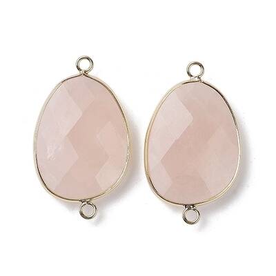 Natural Rose Quartz Connector Charms