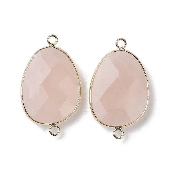 Natural Rose Quartz Connector Charms