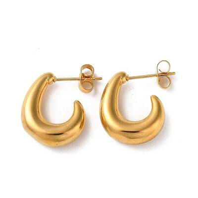 Ion Plating(IP) 304 Stainless Steel Teardrop Stud Earrings