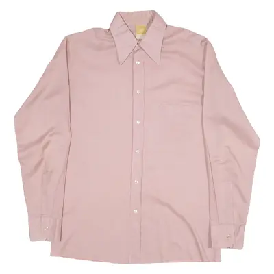 CHEMISERIE Mens Plain Shirt Pink Long Sleeve L