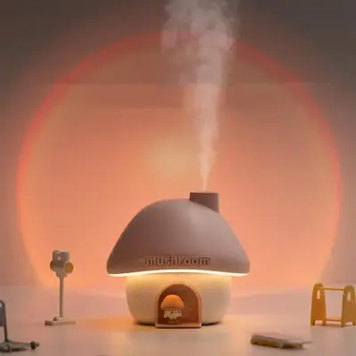 Cute Mushroom House Design Humidifier, USB Rechargeable Air Humidifier with 300ML Water Tank Capacity, Desktop Air Humidifier...