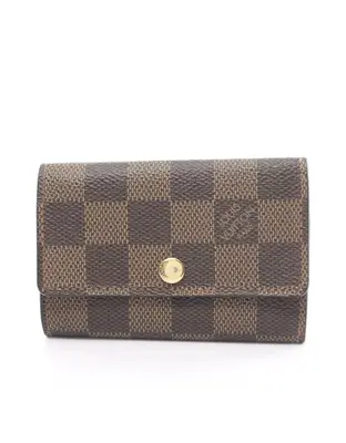 Pre-owned Louis Vuitton Canvas bag accessories Multiple 6 Damier Ebene 6 Key Case PVC Brown