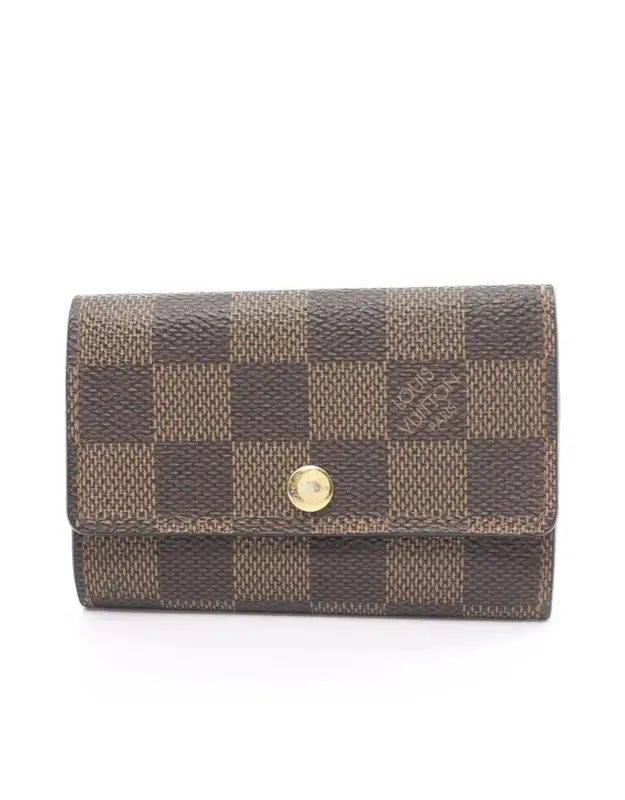 Pre-owned Louis Vuitton Canvas bag accessories Multiple 6 Damier Ebene 6 Key Case PVC Brown