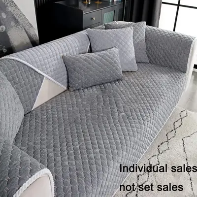 Solid Color Quilted Soft Sofa Cover, 1 Count Christmas Decor Modern Simple Couch Cover, Home Decor Furniture Sofa Cover, Chri...